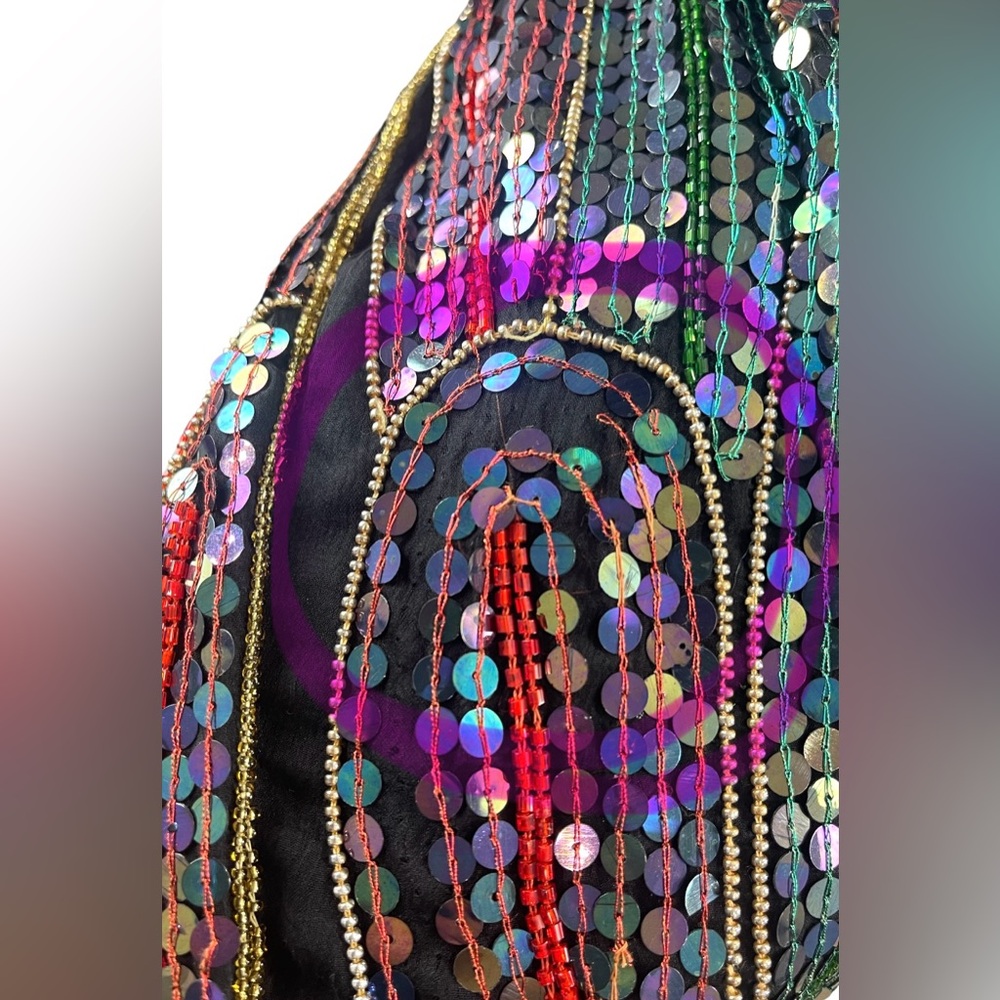 Scala Vintage Silk Sequin Beaded Embroidered Matador Bolero Jacket Colorful Boho - Picture 12 of 12